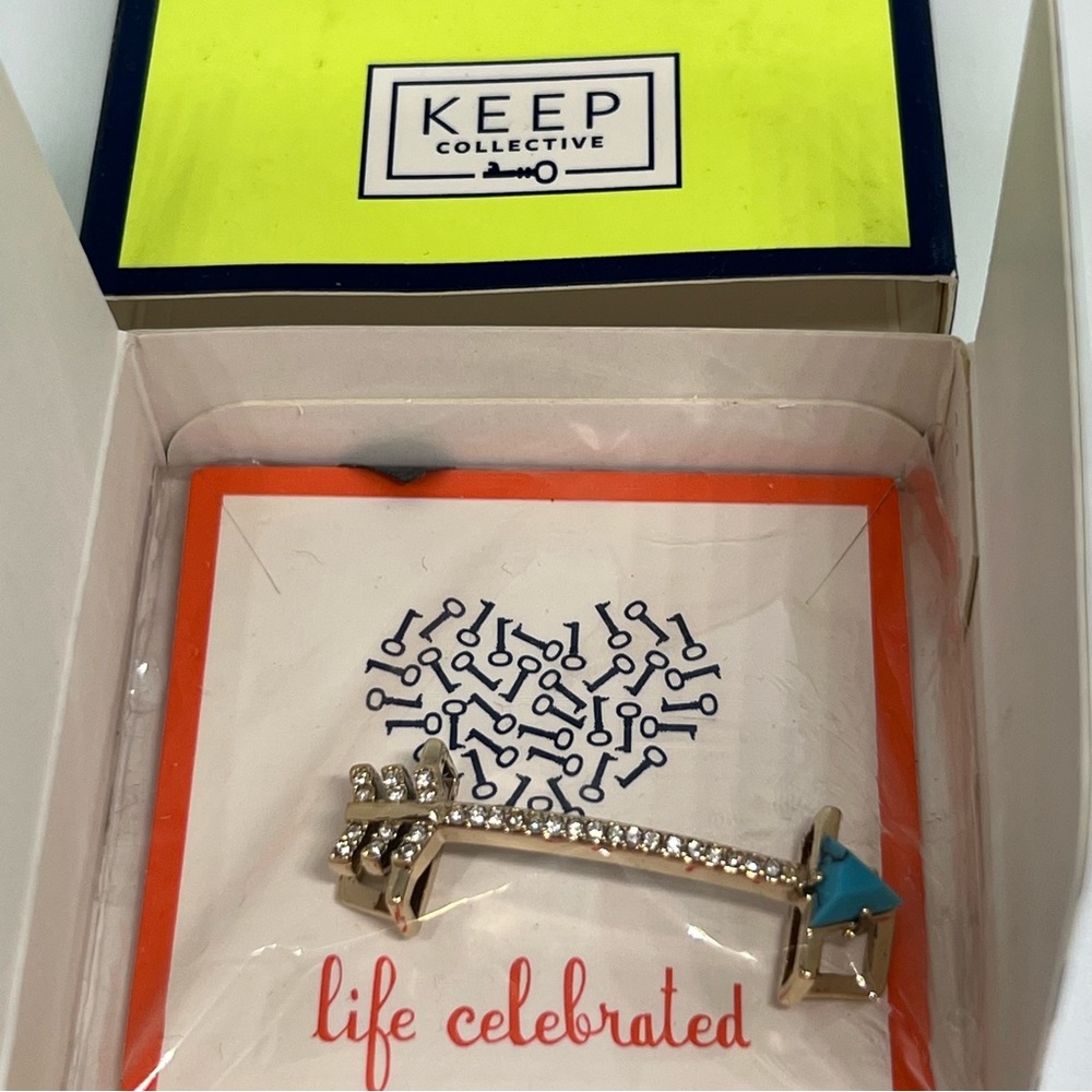 Keep Collective Large Pave Arrow Slider Charm  - Turquoise & Gold - New In Box